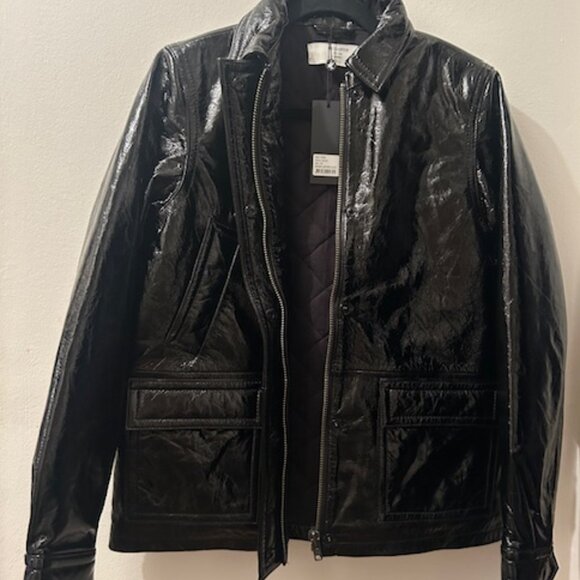One Teaspoon Rich BLACK OUT Patent Leather Lined Zip Shimmer Short JACKET NWT - Picture 11 of 16